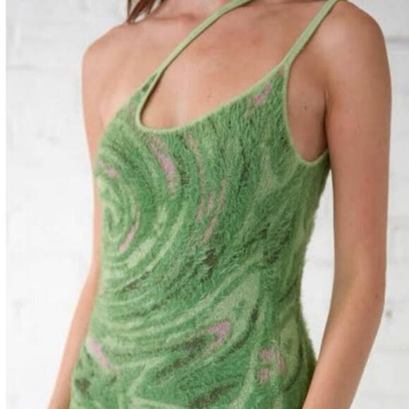 House Of Sunny Hot Springs Hockey Mini Knitted Dress in Grass Green Size 6 - Picture 8 of 14